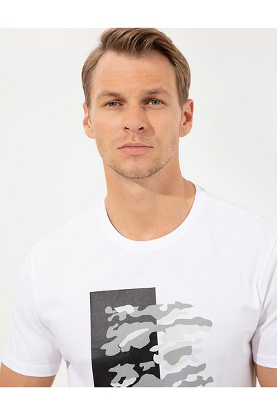 Pierre Cardin Λευκό T-shirt Slim Fit Crew Neck