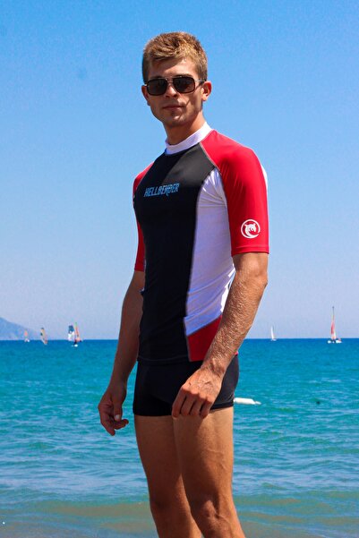 Hellbender Kırmızı Kısa Kollu Uva b Korumalı Rashguard Mayo Erkek
