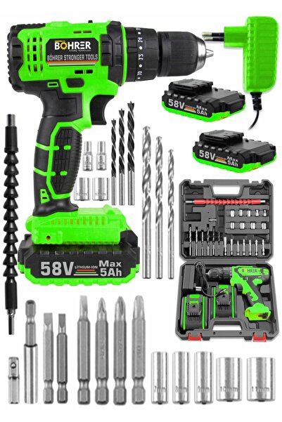 BÖHRER Böhr 58v 5 Ah Pro Hummer Green Çift Akülü Yüksek Torq +24 Vidalama Şar...