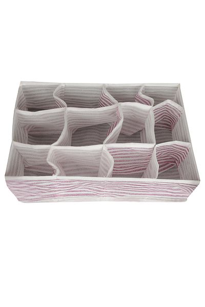 YUNUSOĞLU HOME 12 Compartment Claret Red Striped Drawer Organizer Honeycomb Organizer 2 Pieces