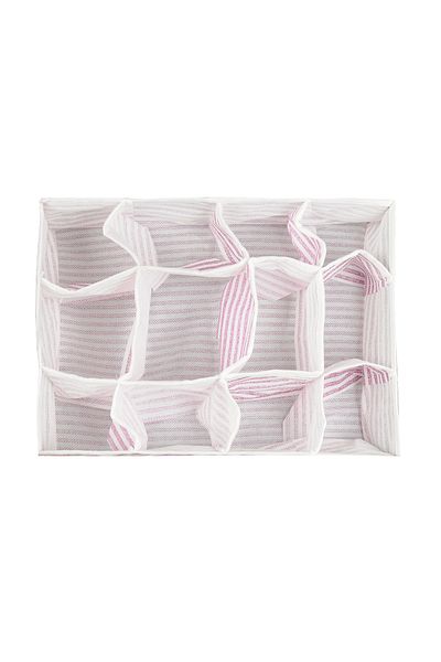 YUNUSOĞLU HOME 12 Compartment Claret Red Striped Drawer Organizer Honeycomb Organizer 2 Pieces