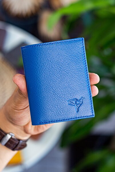 Garbalia Rilton Hakiki Deri Rfid Engelleyici Dikey Petrol Mavisi Erkek Cüzdan