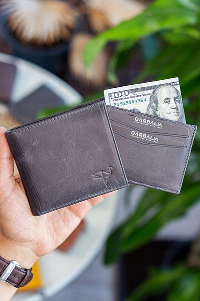 Garbalia Κάγκουρο Γνήσιο δέρμα RFID Blocker Crazy Grey Πορτοφόλι Θήκη