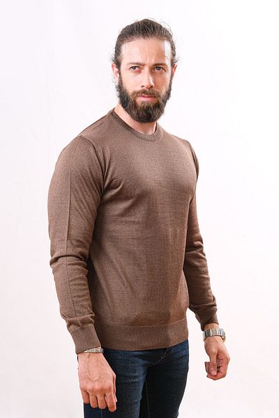 Çukurova Woolen Crew Neck Sweater Brown