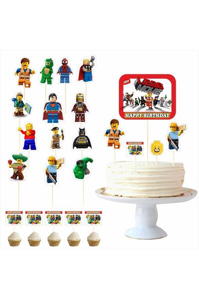 SİYAH PARTİ EVİ Yapı Oyuncak Doğum Günü Pasta Süsü Kürdan Seti