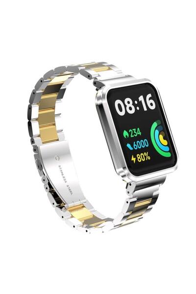 Nezih Case ساعة Xiaomi Redmi Watch 2 Lite متوافقة مع سوار من الفولاذ المقاوم للصدأ مع وصلة معدنية وواقي حافظة