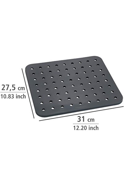 Wenko Dikdörtgen Lavabo Paspası Plastik, 27,5 X 1 X 31 Cm, Gri