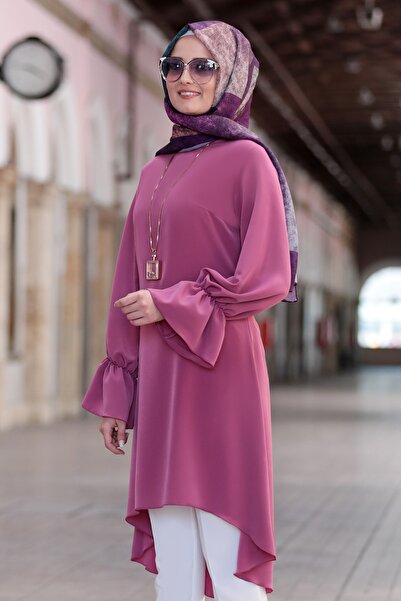 FUVAL MODA Kadın Pembe Eflin Tesettür Tunik