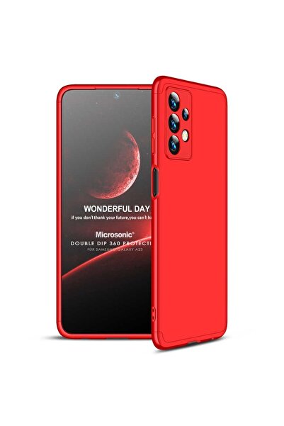 Microsonic Samsung Galaxy A23 Kılıf Double Dip 360 Protective Kırmızı