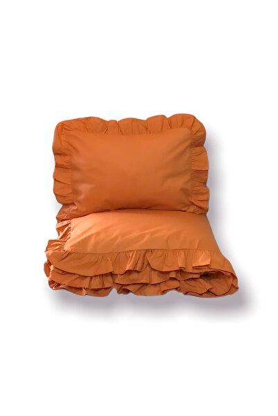 MundoLindo طقم غطاء لحاف مكشكش قرفة خفيفة مفردة 2 قطعة 160 × 220 سم