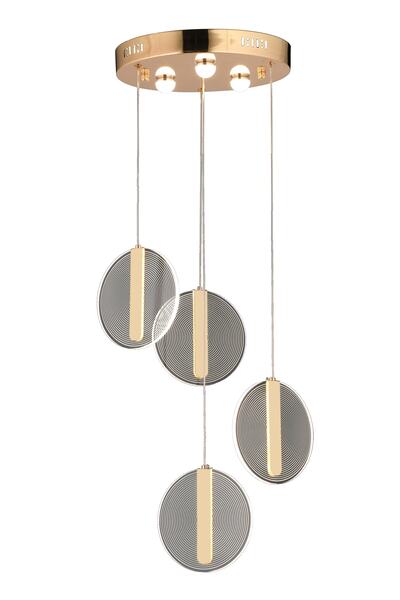 burenze Modern Luxury Led Avize Gold Sarı Dörtlü Sarkıt Avize Gün Işığı