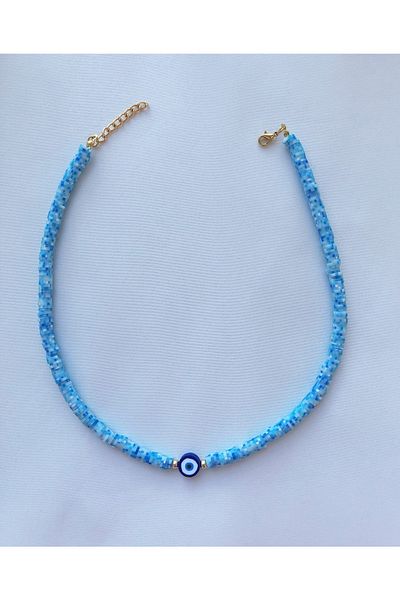 Çiser Colorful Fimo Necklace with Evil Eye Beads