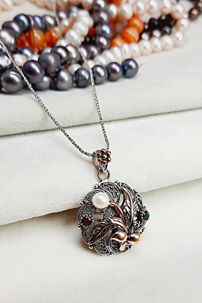 Altınışık Gümüşçülük 925 Ayar Gümüş Oksitli Telkari Çiçek Modeli Doğal Taşlı ...