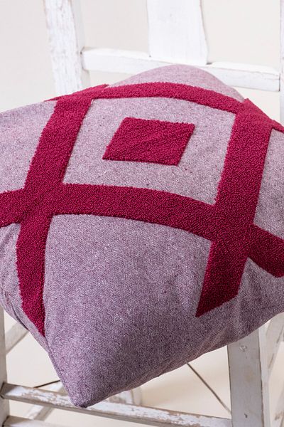 vivamaison Țesătură de bumbac roșu Claret, special concepută, cu broderie perforată, husă de pernă 43x43 cm