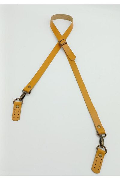 angel çanta aksesuar 2X130 Mustard Antique Metal Real Leather Long Handle