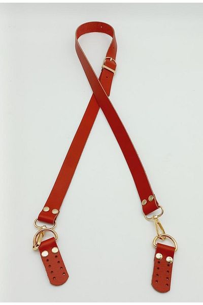 angel çanta aksesuar Real Leather Adjustable Long Handle 2.3x130 Red Light Gold Metal