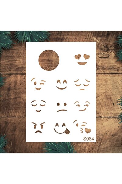 STENCİLTASARIM Stencil Tasarım S084 Emoji- Dekoratif Duvar Ve Eşya Boyama Şab...