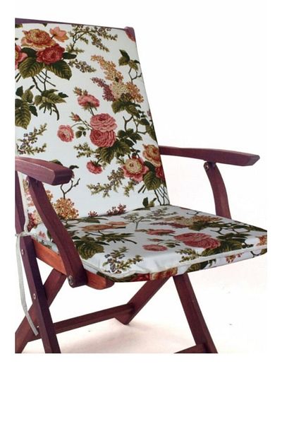 mer-tim ezberbozan ev tekstili Mer-tim Garden Balcony Living Room Flower Patterned Chair Cushion Set of 2