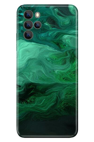 omix X700 Kılıf Silikon Moderna Desenli Yeşil Çizim Mermer