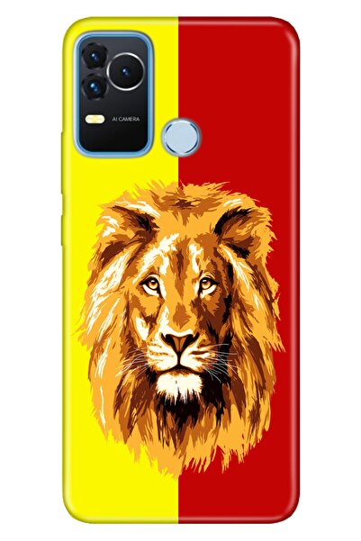 omix X400 Kılıf Silikon Moderna Desenli Sarı Kırmızı Parçalı Aslan