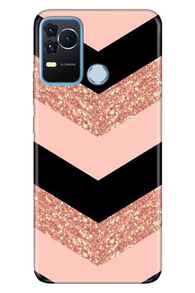 omix X400 Kılıf Silikon Moderna Desenli Simli Pullu Mermer