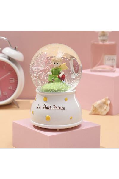 Happystore Küçük Mini Prens Kar Küresi Pilli Müzikli Kar Püskürtmeli Ve Işıklı