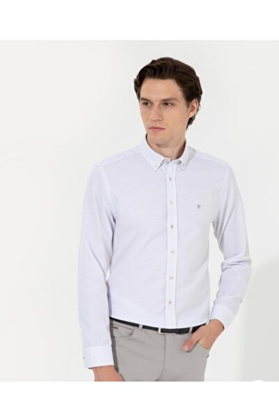 Pierre Cardin Ανθρακί εφαρμοστό Λευκό πουκάμισο