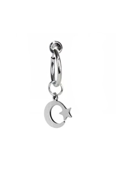 TakıConcept Deliksiz Ay Yıldız Sallantılı Fake Çelik Göbek Piercing