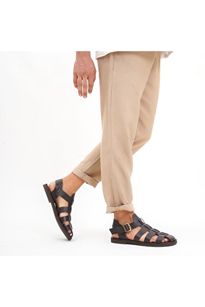 DaphneSandals Ανδρικά σανδάλια από γνήσιο δέρμα καφέ -