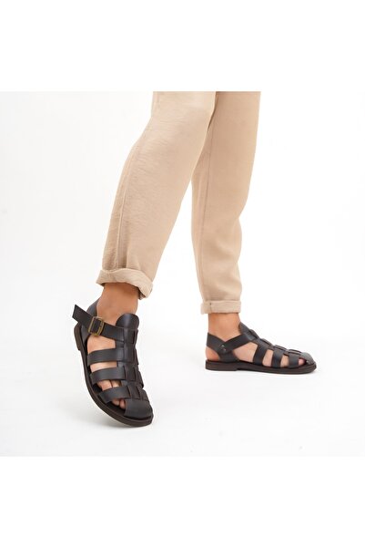 DaphneSandals Ανδρικά σανδάλια από γνήσιο δέρμα καφέ -