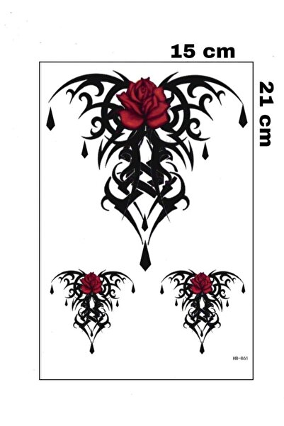 Mecit Tuhafiye Gül Ve Geometrik Şekil Geçici Dövme
