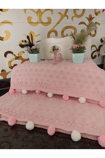 Yarençeyiz Σετ 2 πετσετών χεριών και προσώπου με 50×90 Pompom
