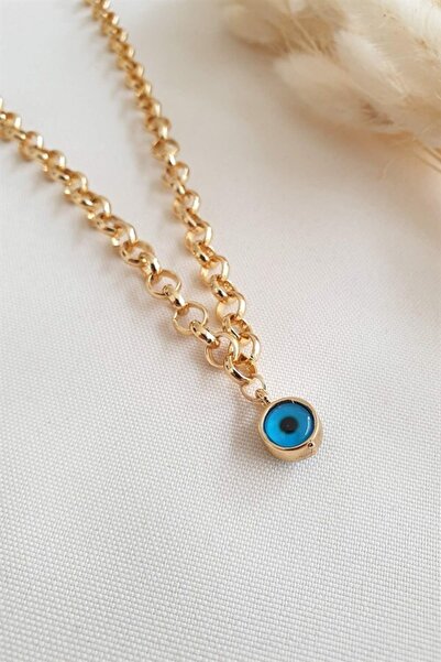 Nazar Boncuklu Bodrum Gold Kolye