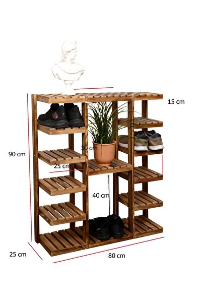 Wooden City Ahşap Ayakkabılık Katlı Ayakkabılık Raf