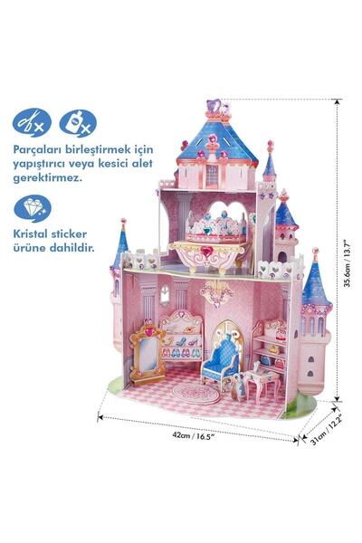 Genel Markalar E1623H Cubic Fun Prenses Gizli Bahçe Şatosu 92 Parça 3 Boyutlu Puzzle