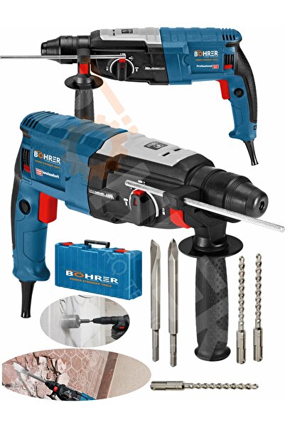 BÖHRER Hummer 2450 Watt Bakır Sargılı 3 Fonksiyon Kırıcı Delici Hilti +5 Adet Uç +Yedek Mandren Hediyeli