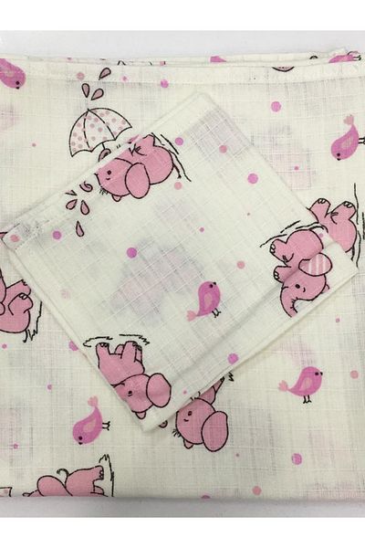 tuhafiyeci Muslin 100% Organic Cotton Fabric Cover Blanket 100x100cm+ Mouth Wipe Gift