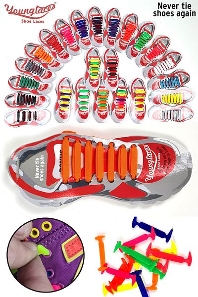 Binbirreyon 14 Pieces Practical Silicone Children's Shoes - Laces Set Ta007R