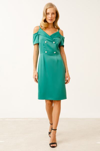 Ekol Süs Düğmeli Elbise