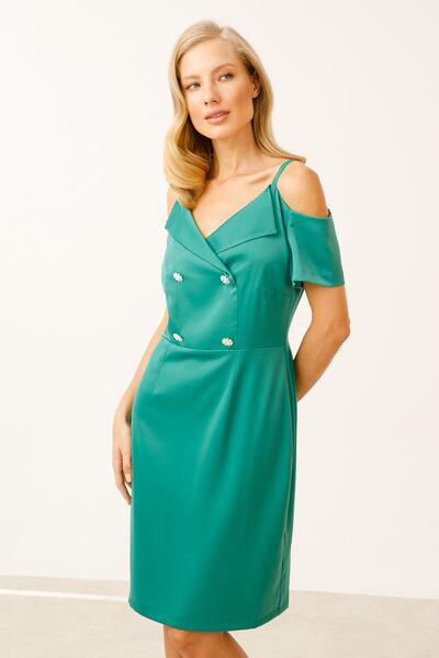 Ekol Süs Düğmeli Elbise