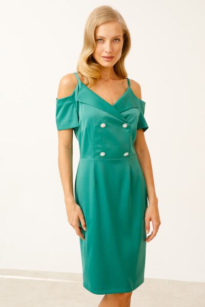 Ekol Süs Düğmeli Elbise