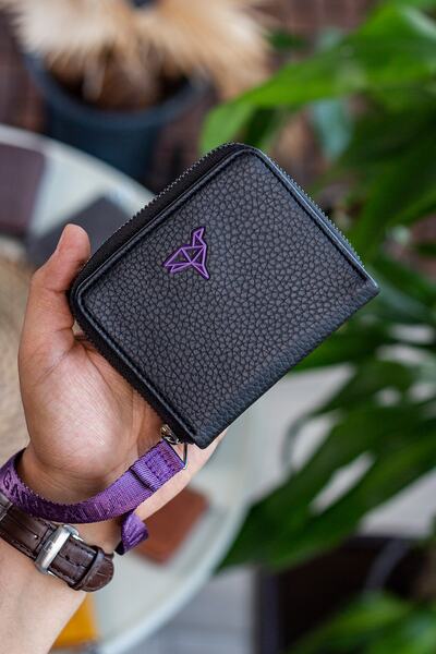 Garbalia Santa Handle Zippered Plum Color Coin Compartment Women's Wallet