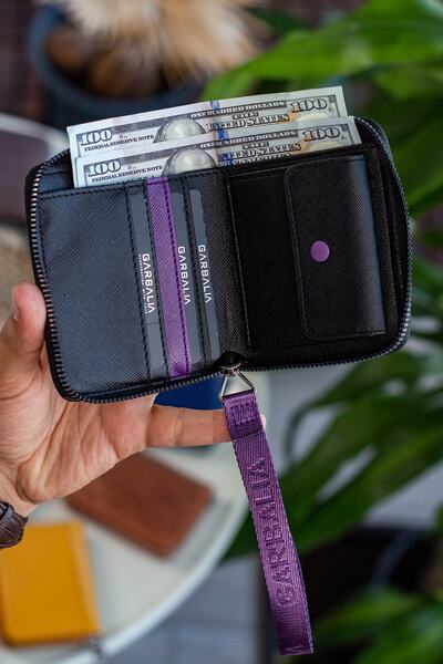 Garbalia Santa Handle Zippered Plum Color Coin Compartment Women's Wallet