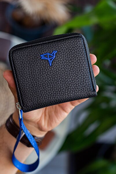 Garbalia Santa El Saplı Fermuarlı Mavi Renk Bozuk Para Gözlü Kadın Cüzdanı