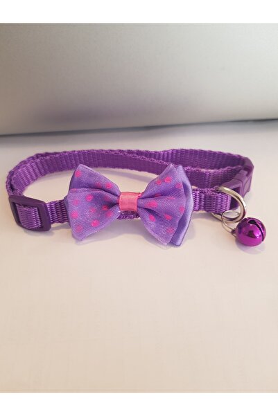 Duffa ربطة عنق للقطط مع ربطة عنق، مقود جرس قابل للتعديل باللون الأرجواني