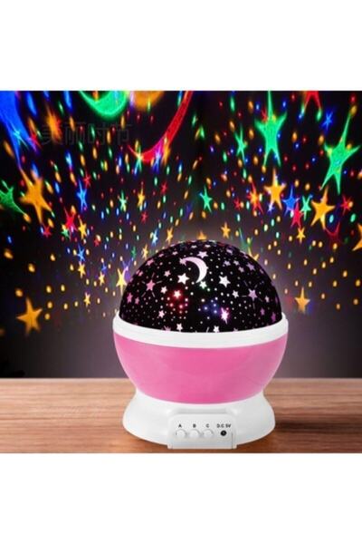 HediyeFilesi Pembe Dönen Projeksiyon Gece Lambası Star Master Ay Yıldız Duvar...