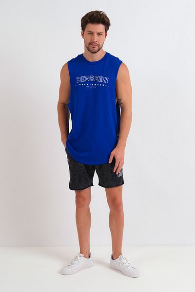 Be Green Begreen Printed Blue Beast Tank Top