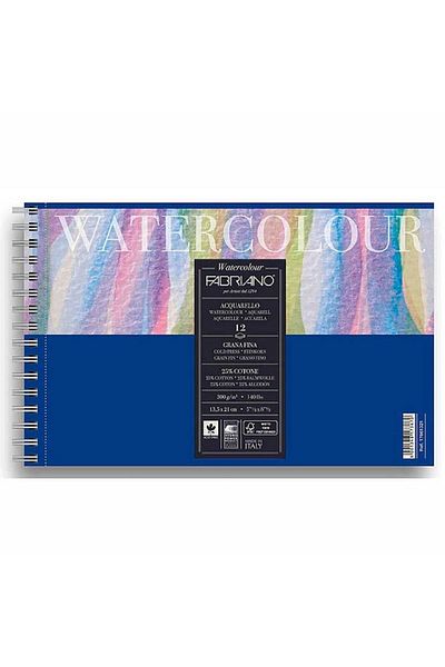 Fabriano Acuarelă presată la rece 300gr. Bloc de culoare acuarelă 12 pagini - 13,5x21 cm (pe spirală)