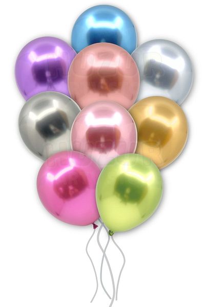 Huzur Party Store Mixed Color Chrome Balloon 10Pcs 30cm Amazing Bright Vivid Color Birthday Party Balloon