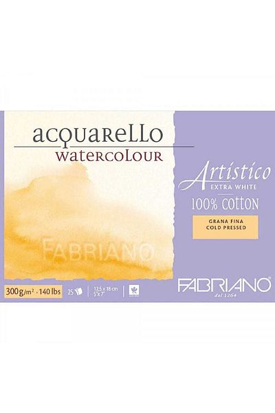 Fabriano Artistico Extra White Presat la Rece 300gr Bloc de culoare acuarelă 25 coli 12,5x18cm